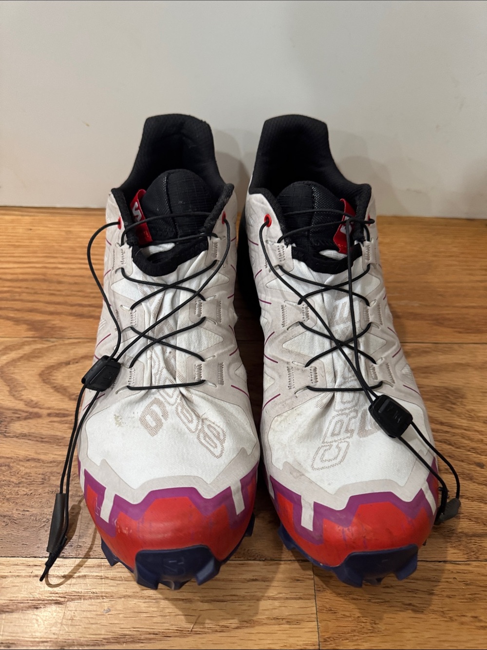 White and Red Trail Running Shoes